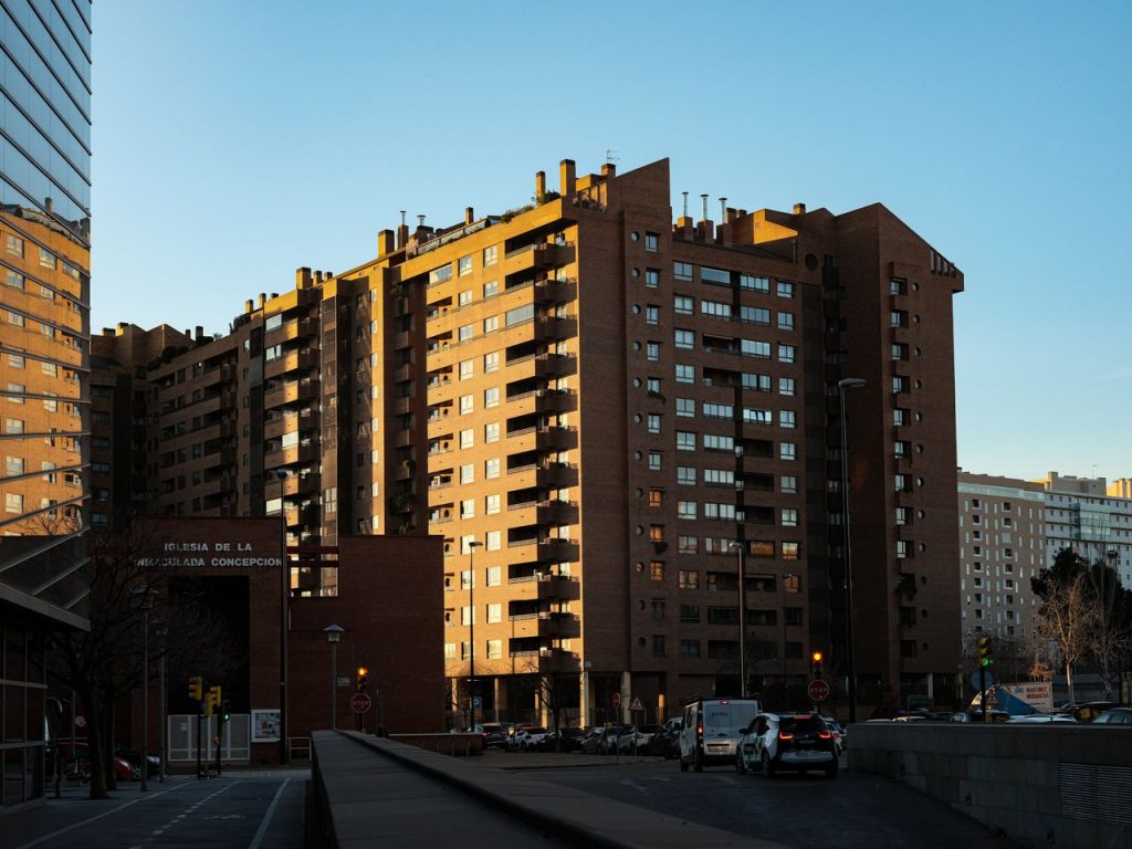 High-rise residential buildings in Zaragoza, Spain during daytime, showcasing urban living.